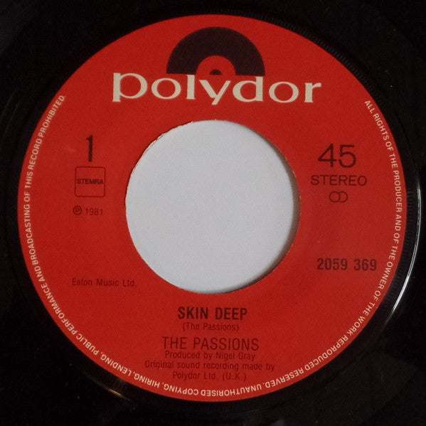 The Passions : Skin Deep (7", Single)