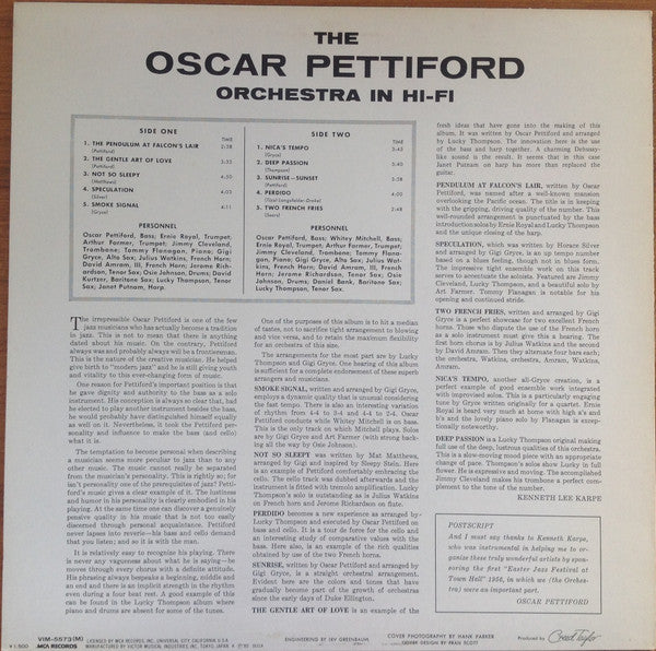 Oscar Pettiford Orchestra : In Hi-Fi (LP, Mono, RE)