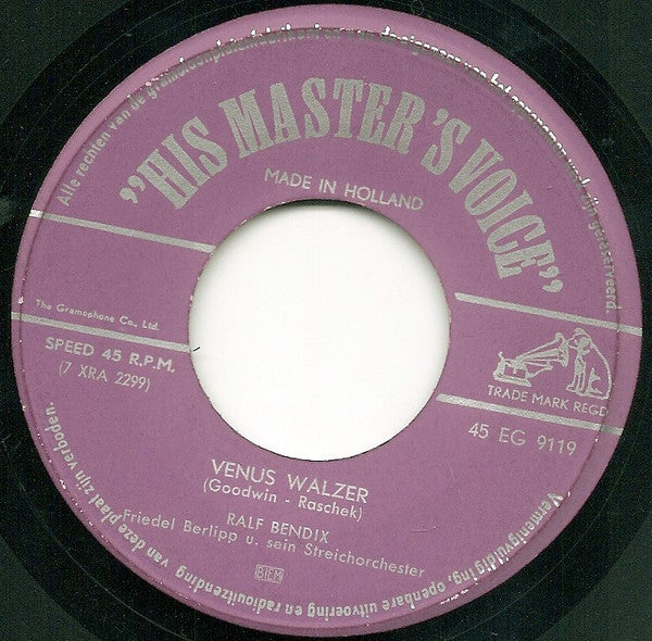 Ralf Bendix : Venus Walzer (7", Single, Mono)