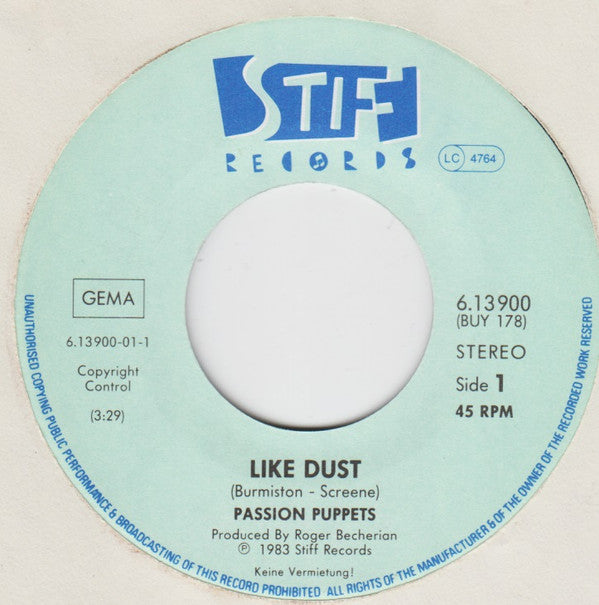 Passion Puppets : Like Dust (7", Single)
