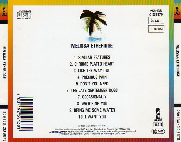 Melissa Etheridge : Melissa Etheridge (CD, Album)