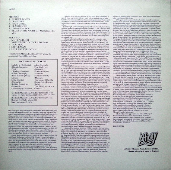 The Boots Mussulli Quartet : Little Man (LP, Album, RE)