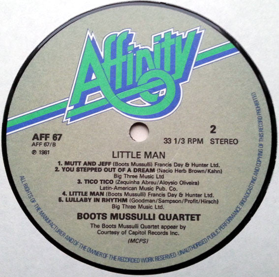 The Boots Mussulli Quartet : Little Man (LP, Album, RE)