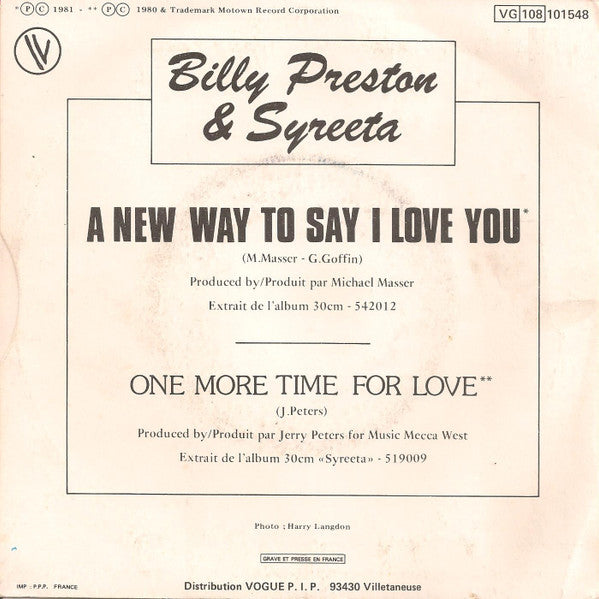 Billy Preston & Syreeta : A New Way To Say I Love You (7", Single)