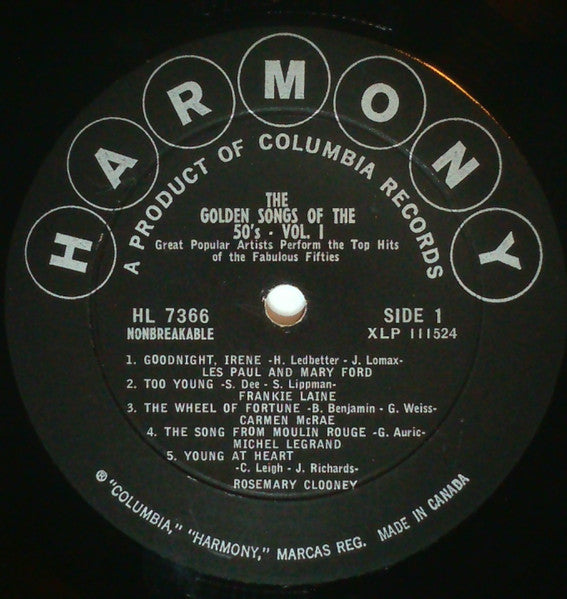 Various : The Golden Songs Of The 50's - Vol 1 (LP, Album, Comp,  )