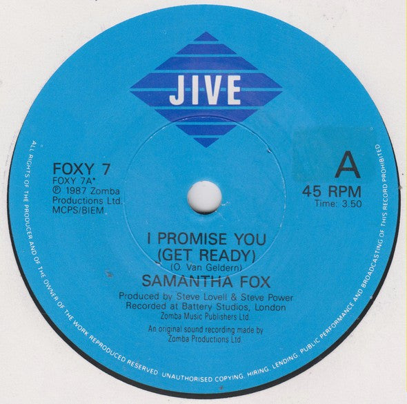 Samantha Fox : I Promise You (Get Ready) (7", Single)