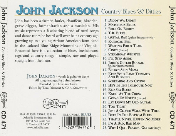 John Jackson (4) : Country Blues & Ditties (CD, Album)