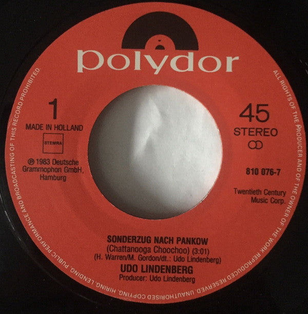 Udo Lindenberg : Sonderzug Nach Pankow (7", Single)