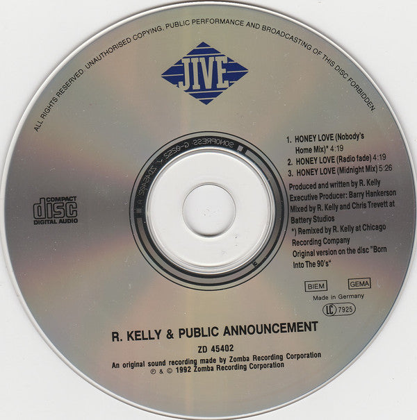 R. Kelly & Public Announcement : Honey Love (CD, Single)