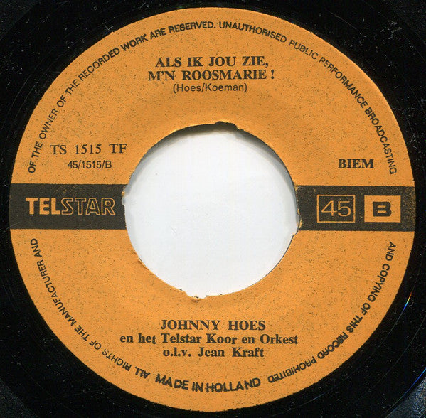Johnny Hoes : Mijn Molly (7", Single)