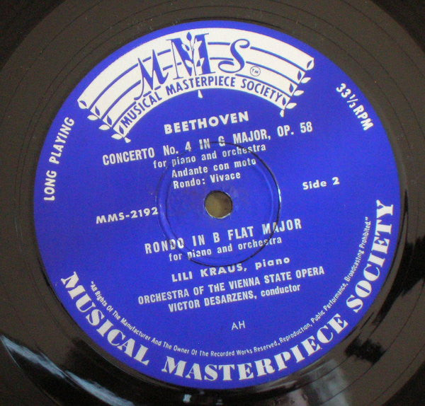 Ludwig van Beethoven / Lili Kraus / Orchester Der Wiener Staatsoper , Leitung:  Victor Desarzens : Klavierkonzert Nr. 4 In G-Dur / Rondo In B-Dur Für Klavier Und Orchester (LP, Mono)
