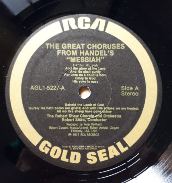 Robert Shaw : The Great Choruses From Handel's Messiah (LP)