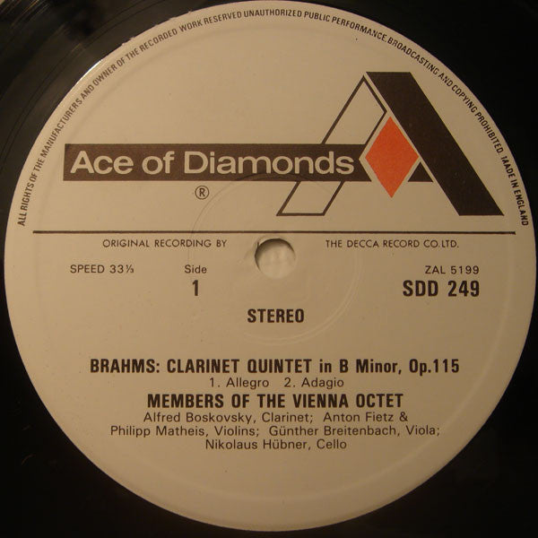 Johannes Brahms, Richard Wagner - Mitglieder Des Wiener Oktetts : Clarinet Quintet / Adagio For Clarinet And String Quintet (LP, Album)
