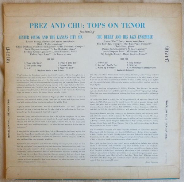 Lester Young And Leon "Chu" Berry : Prez And Chu (Tops on Tenor) (LP, Comp, Mono)