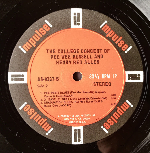Pee Wee Russell And Henry "Red" Allen : The College Concert Of Pee Wee Russell And Henry Red Allen (LP, Album, Gat)