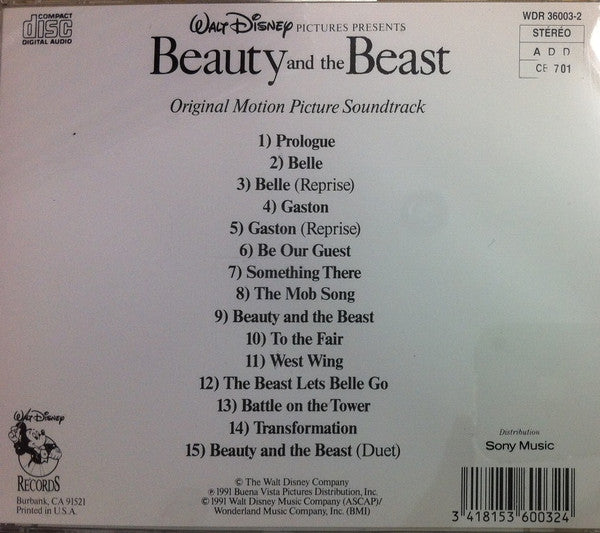 Alan Menken, Howard Ashman : Beauty And The Beast (Original Motion Picture Soundtrack) (CD, Album, RE)