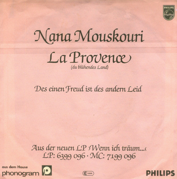 Nana Mouskouri : La Provence (Du Blühendes Land) (7", Single)