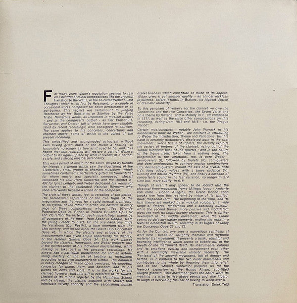Carl Maria Von Weber - Guy Dangain - Trio À Cordes De Paris, Serge Hurel, Fabienne Boury : Quintette Pour Clarinette Et Cordes Op. 34 / Introduction, Thème Et Variations Pour Clarinette Et Quatuor À Cordes Op. Posth. / Grand Duo Concertant Pour Clarinette Et Piano Op. 46 (LP, Gat)