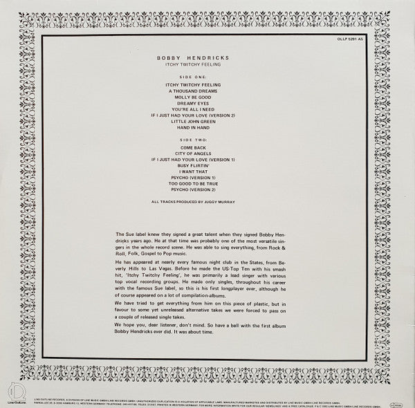 Bobby Hendricks : Itchy Twitchy Feeling (LP, Comp)