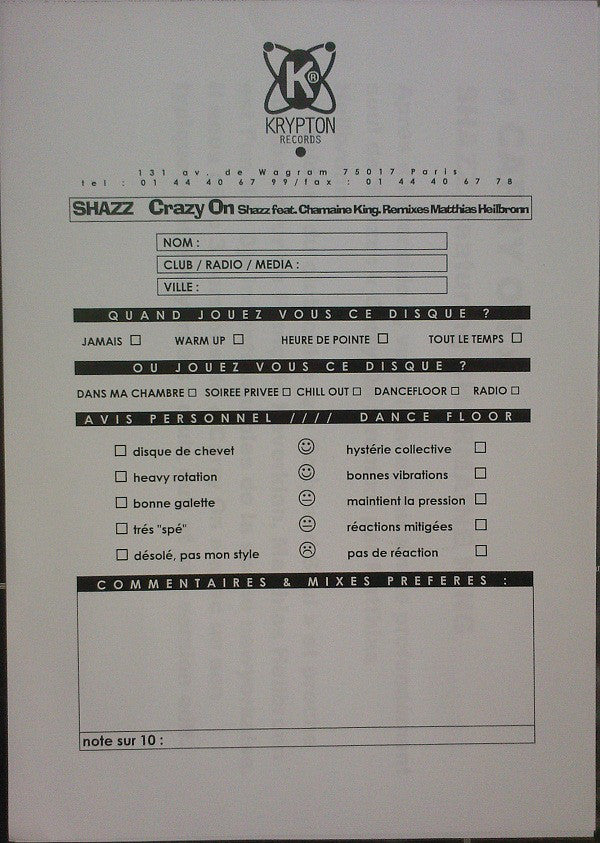 Shazz Featuring Charmaine King : Carry On (12")