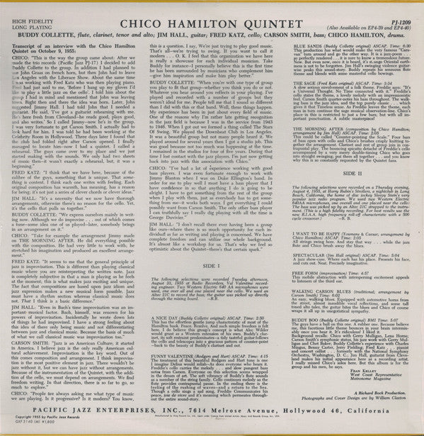 Chico Hamilton Quintet* : Chico Hamilton Quintet (LP, Album, Mono, RE)