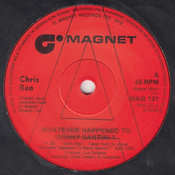 Chris Rea : Whatever Happened To Benny Santini? (7", Single, Ltd, Promo, Red)