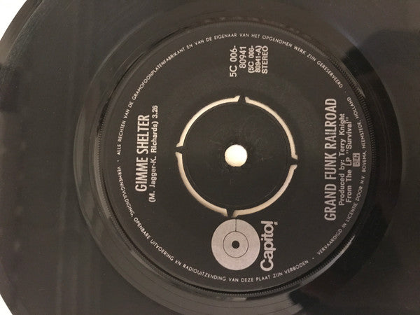 Grand Funk Railroad : Gimme Shelter (7", Single)