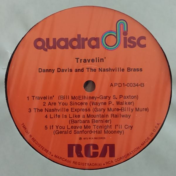 Danny Davis & The Nashville Brass : Travelin' (LP, Album, Quad)