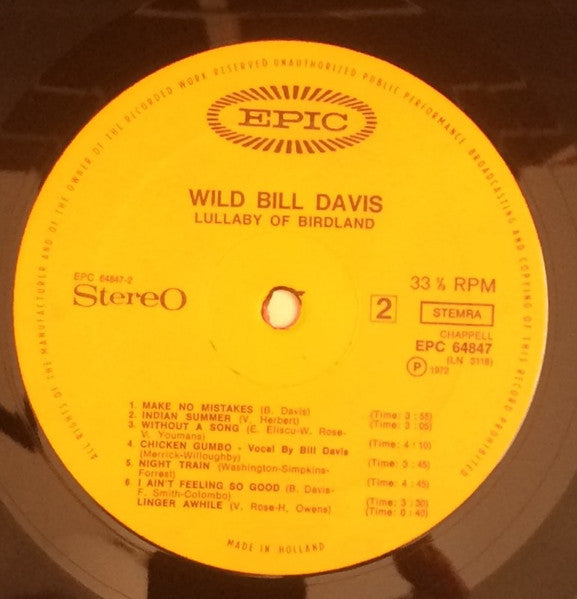 Wild Bill Davis & Floyd Smith (2) & Chris Colombus* : Lullaby Of Birdland (LP, Album, RE)