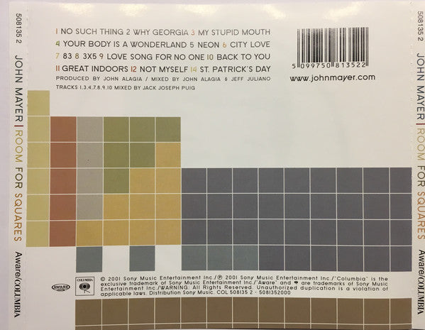 John Mayer : Room For Squares (CD, Album)