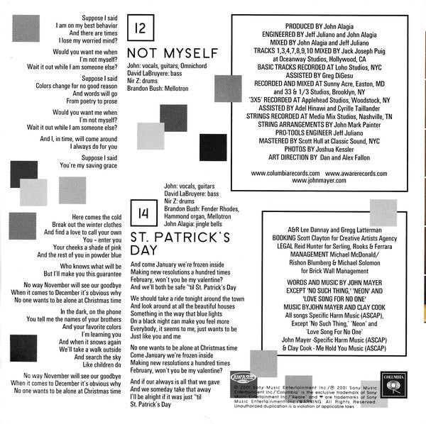 John Mayer : Room For Squares (CD, Album)