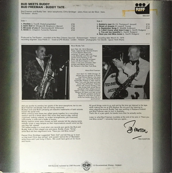 Bud Freeman And Buddy Tate : Bud Meets Buddy (LP, Album)