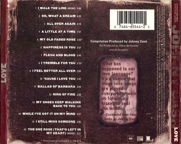 Johnny Cash : Love (CD, Comp, Mono)