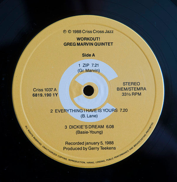 Greg Marvin Quintet : Workout! (LP, Album)