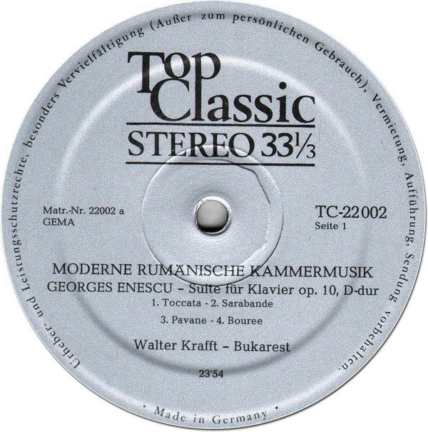 George Enescu - Andrei Pietraru : Moderne Rumänische Kammermusik (LP)