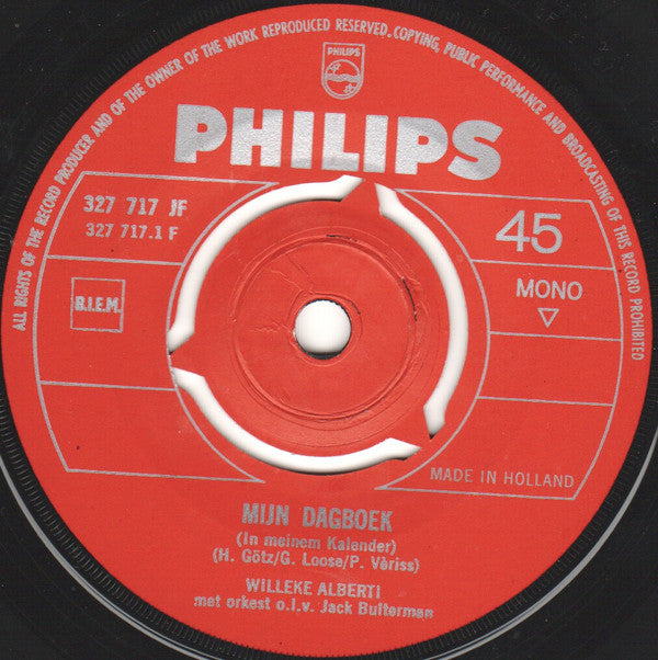 Willeke Alberti : Mijn Dagboek / Die Zomerdag (7", Single, Mono, Red)