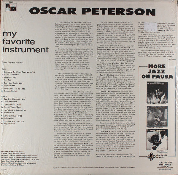 Oscar Peterson : My Favorite Instrument (Exclusively For My Friends) (LP, Album, RE)