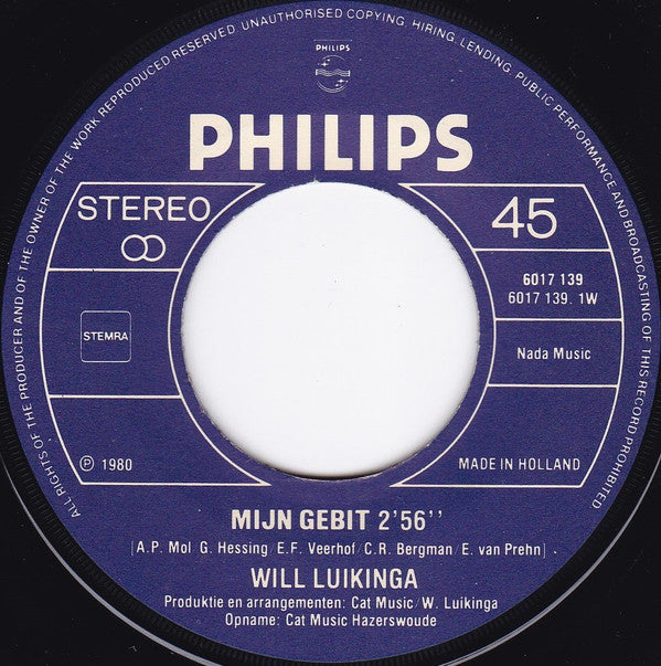 Will Luikinga : Mijn Gebit (7", Single)