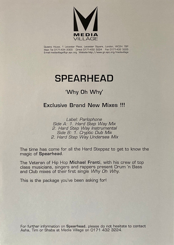 Spearhead : Why Oh Why (The K.M.A. Remixes) (12", Single, Promo)