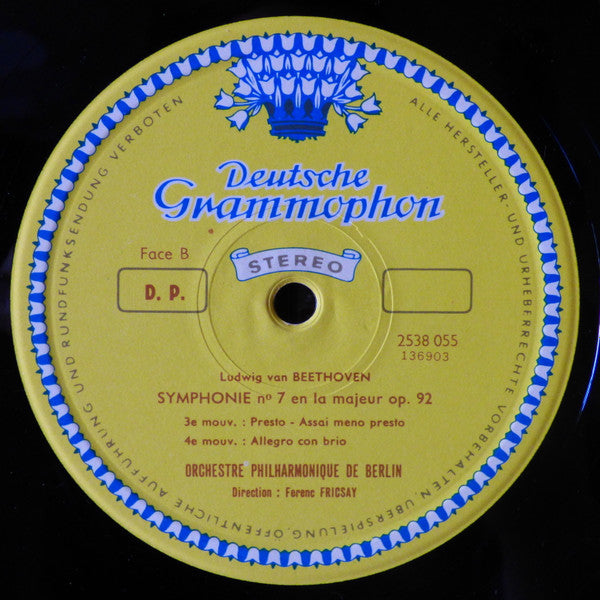Ludwig Van Beethoven, Berliner Philharmoniker, Ferenc Fricsay : Symphonie N°7 En La Majeur (LP, RE)
