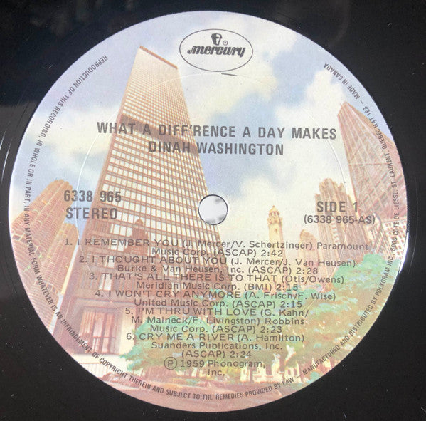 Dinah Washington : What A Diff'rence A Day Makes! (LP, Album, RE)