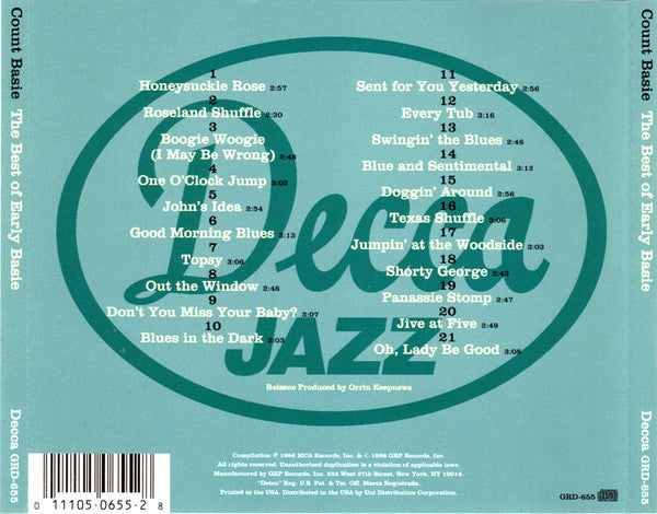 Count Basie : The Best Of Early Basie (CD, Comp, RM)