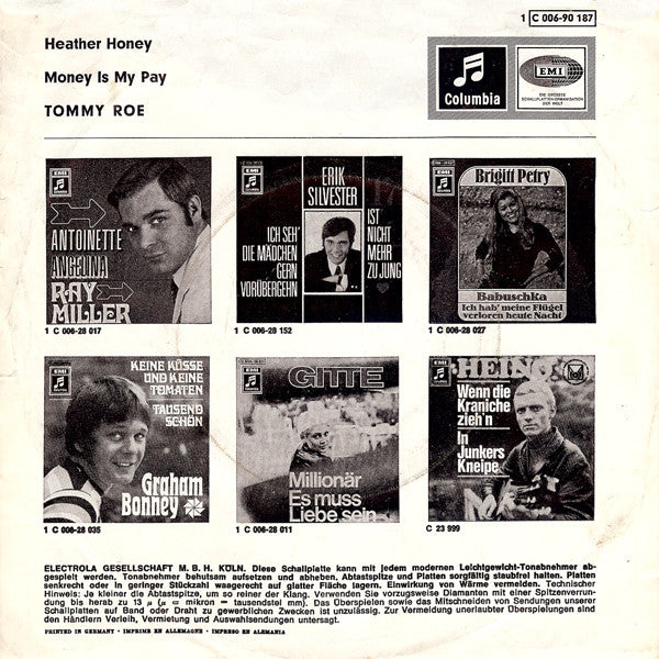 Tommy Roe : Heather Honey / Money Is My Pay (7", Single, Mono)