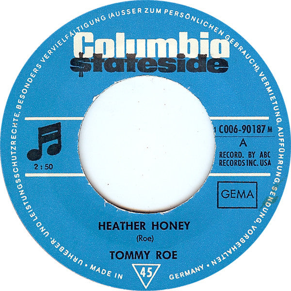 Tommy Roe : Heather Honey / Money Is My Pay (7", Single, Mono)