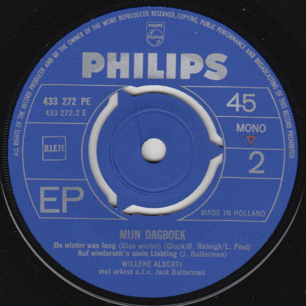 Willeke Alberti : Mijn Dagboek (7", EP, Mono)