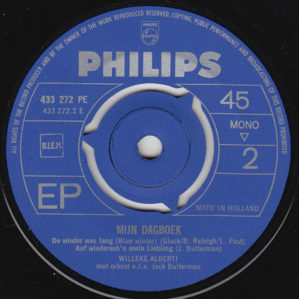 Willeke Alberti : Mijn Dagboek (7", EP, Mono)