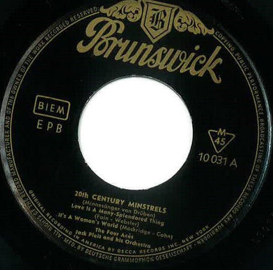 The Four Aces : 20th Century Minstrels (Minnesänger Von "Drüben") (7", EP, Mono)