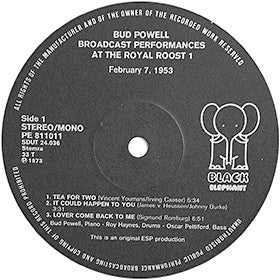 Bud Powell : Broadcast Performances At The Royal Roost (LP, Album, Mono)