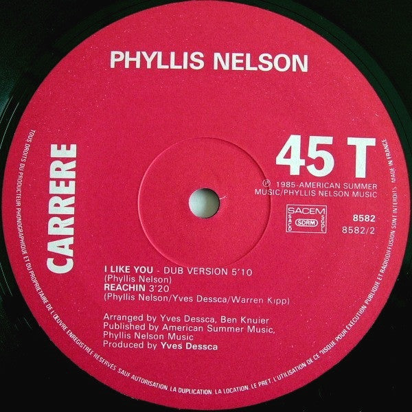 Phyllis Nelson : I Like You (12", Maxi)