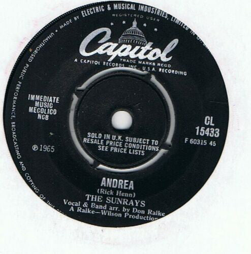 The Sunrays : Andrea / You Don't Phase Me (7", Single)